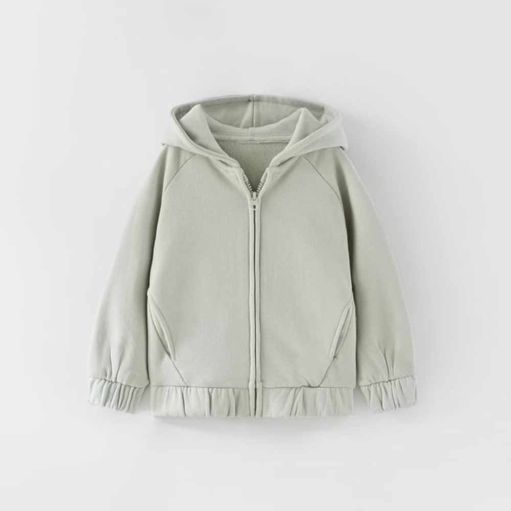 NWT Zara 18-24m hooded sweater zip up green